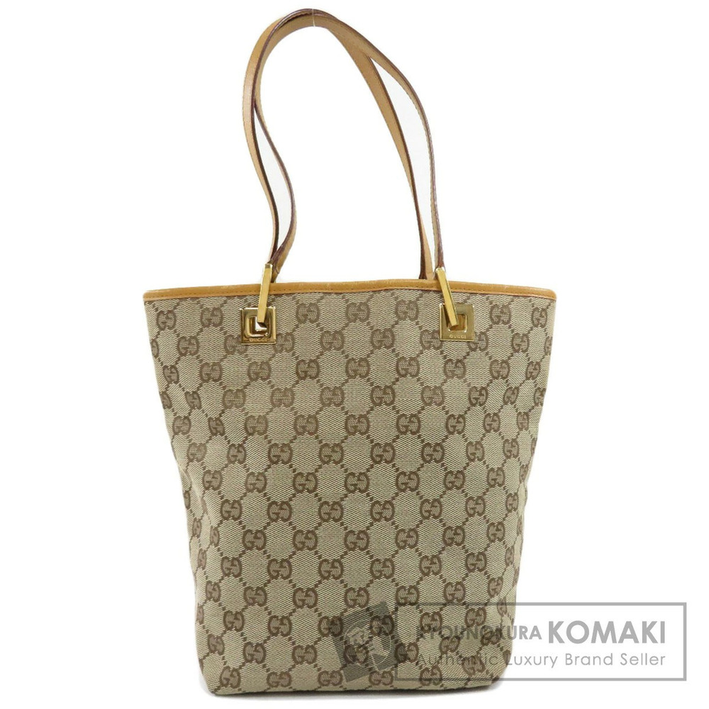 Gucci GG Monogram Canvas Tote Shoulder Bag Beige Brown